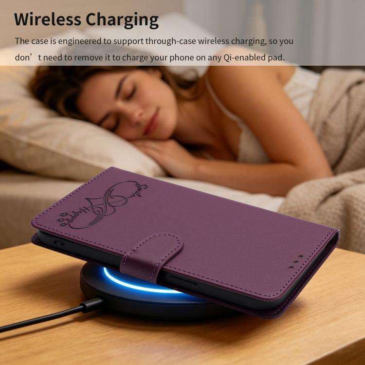 For Blackview WAVE 9C / WAVE 9 Happy Heart Pattern Magnetic Closure Vegan Leather Phone Case with...