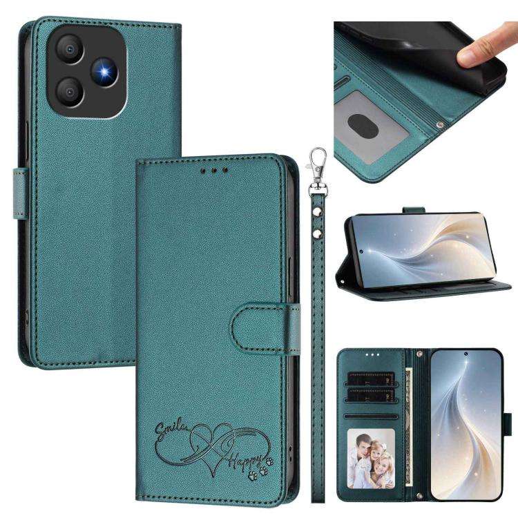 For Blackview WAVE 9C / WAVE 9 Happy Heart Pattern Magnetic Closure Vegan Leather Phone Case with...