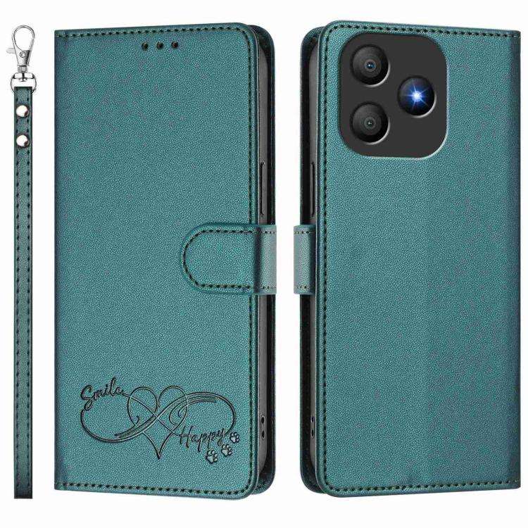 For Blackview WAVE 9C / WAVE 9 Happy Heart Pattern Magnetic Closure Vegan Leather Phone Case with...