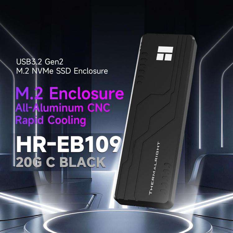 THERMALRIGHT HR-EB109 20Gbps M.2 NVMe SSD Enclosure with Type-C to Type-C Cable(Black)