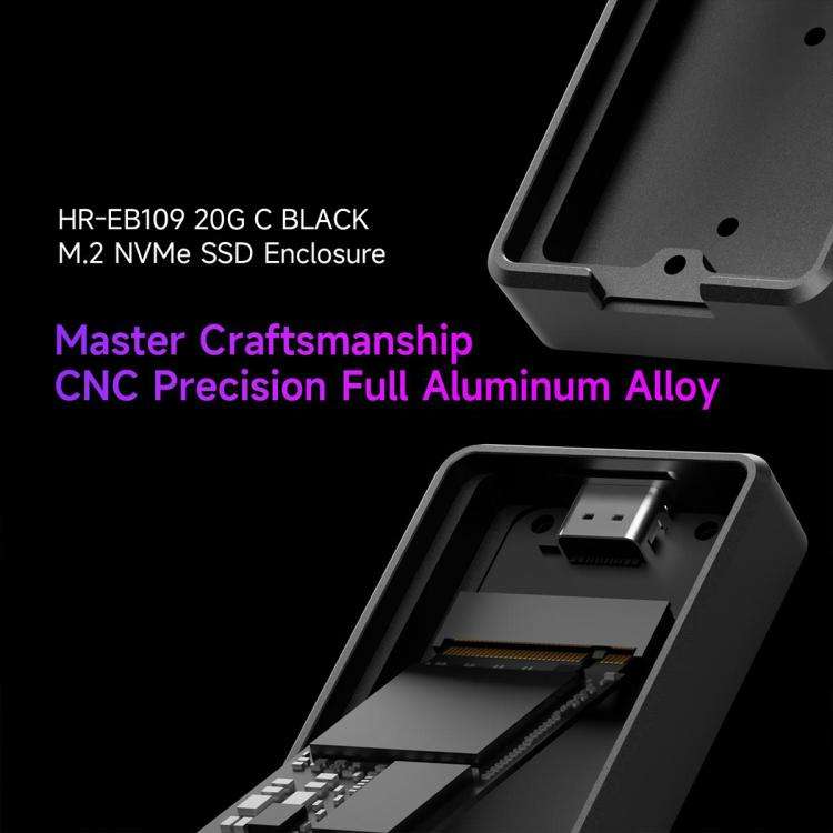 THERMALRIGHT HR-EB109 20Gbps M.2 NVMe SSD Enclosure with Type-C to Type-C Cable(Black)