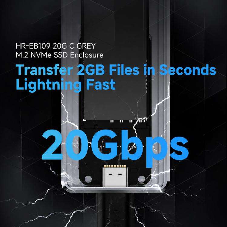 THERMALRIGHT HR-EB109 20Gbps M.2 NVMe SSD Enclosure with Type-C to Type-C Cable(Grey)