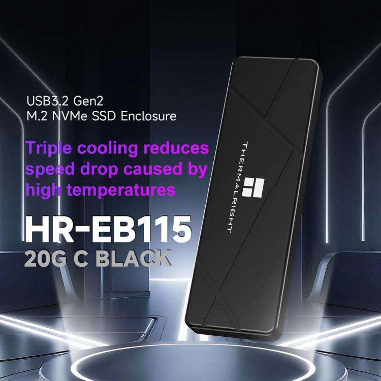 THERMALRIGHT HR-EB115 20Gbps M.2 NVMe SSD Enclosure with Type-C to Type-C Cable(Black)