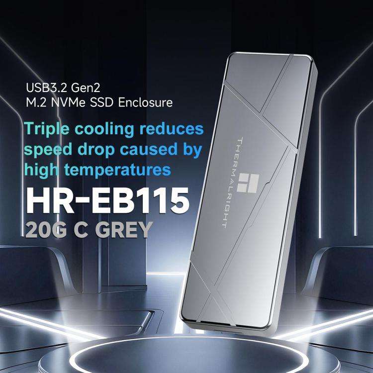 THERMALRIGHT HR-EB115 20Gbps M.2 NVMe SSD Enclosure with Type-C to Type-C Cable(Grey)