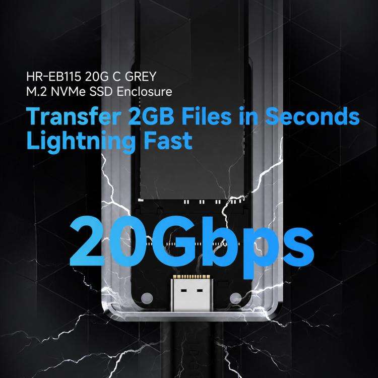 THERMALRIGHT HR-EB115 20Gbps M.2 NVMe SSD Enclosure with Type-C to Type-C Cable(Grey)