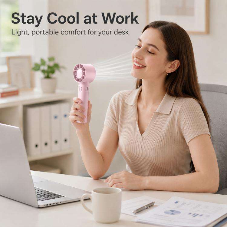 DF-91 Portable High-Speed Handheld Fan with Desktop Stand(Pink)