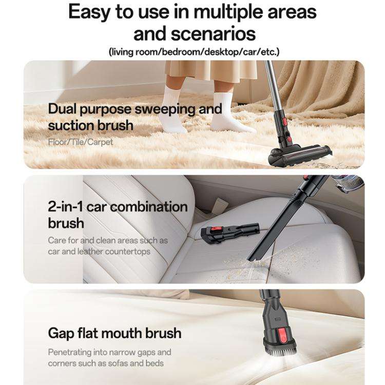 Yesido EC32 Handheld Wireless Vacuum Cleaner 12000Pa Suction Multifunction Cleaning Dust Removal ...