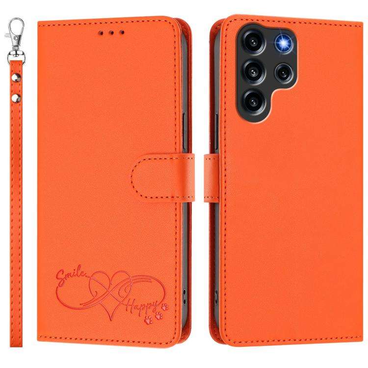 For Doogee B10 Pro 4G Happy Heart Pattern Magnetic Closure Vegan Leather Phone Case with Wrist St...