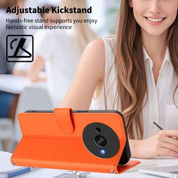 For Oukitel C59 Happy Heart Pattern Magnetic Closure Vegan Leather Phone Case with Wrist Strap(Or...