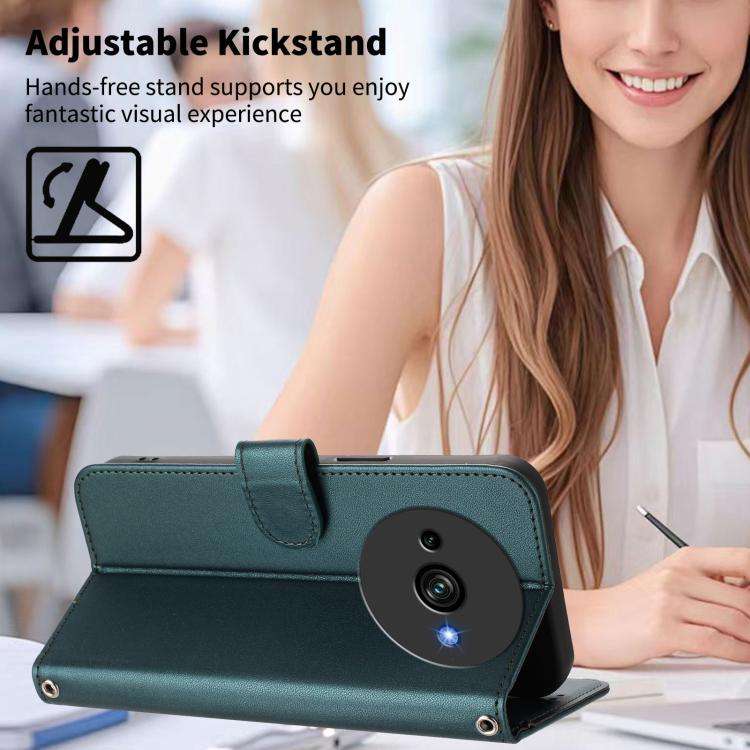 For Oukitel C59 Happy Heart Pattern Magnetic Closure Vegan Leather Phone Case with Wrist Strap(Gr...