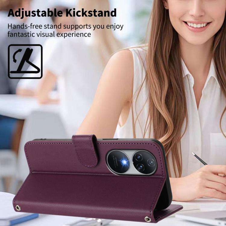 For Oukitel C38 Happy Heart Pattern Magnetic Closure Vegan Leather Phone Case with Wrist Strap(Vi...
