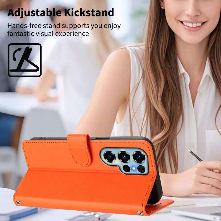 For Oukitel C68 Happy Heart Pattern Magnetic Closure Vegan Leather Phone Case with Wrist Strap(Or...
