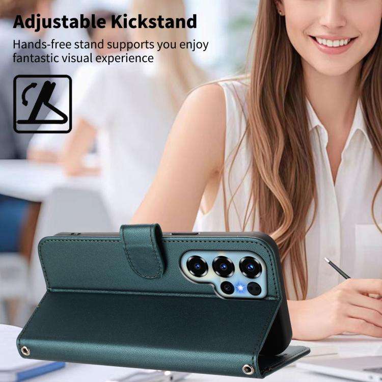 For Oukitel C68 Happy Heart Pattern Magnetic Closure Vegan Leather Phone Case with Wrist Strap(Gr...