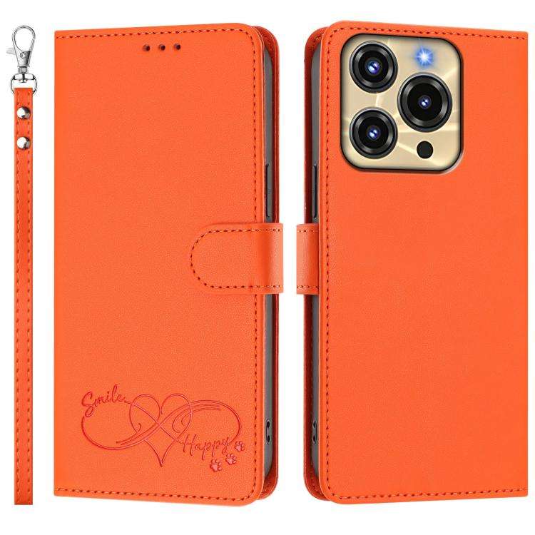 For Oukitel C69 Happy Heart Pattern Magnetic Closure Vegan Leather Phone Case with Wrist Strap(Or...