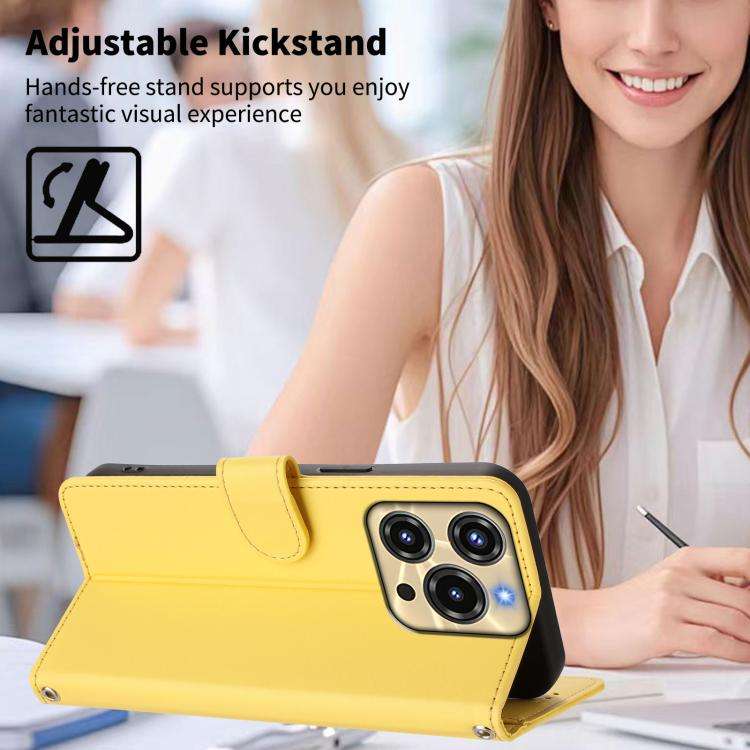 For Oukitel C69 Happy Heart Pattern Magnetic Closure Vegan Leather Phone Case with Wrist Strap(Ye...