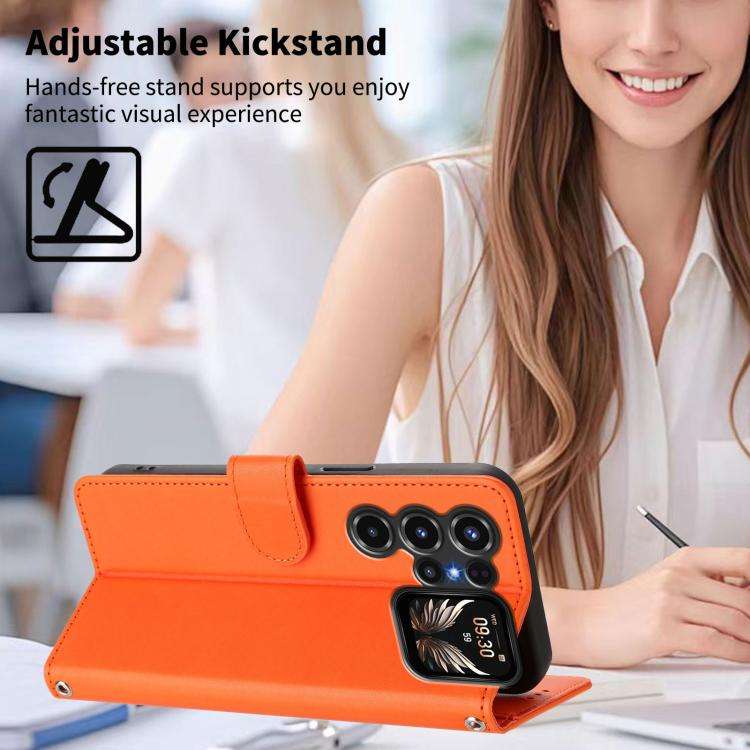For Oukitel C68 Plus Happy Heart Pattern Magnetic Closure Vegan Leather Phone Case with Wrist Str...