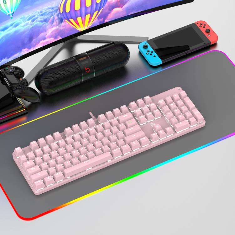 SHIPADOO HJK901-10 RGB Backlight Mechanical USB Wired Keyboard(Pink)