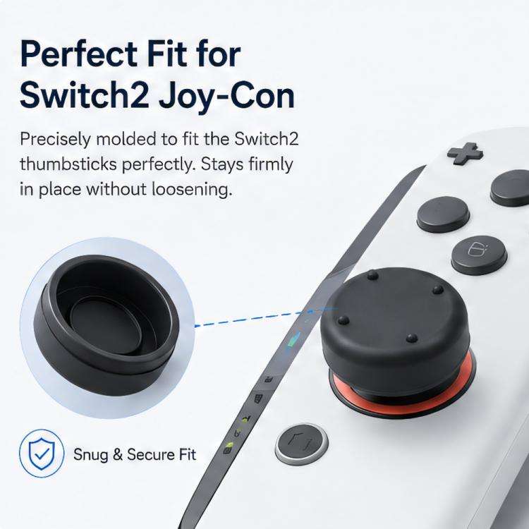 XDcase 8pcs Silicone Anti-Slip Joy-Con Joysticks Cap for Nintendo Switch 2(Black)