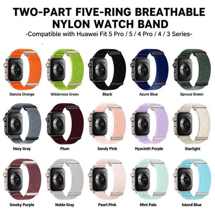 For Huawei Watch Fit 5 / Fit 5 Pro / Fit 4 xDfind Two Section Nylon Breathable Hook And Loop Fast...