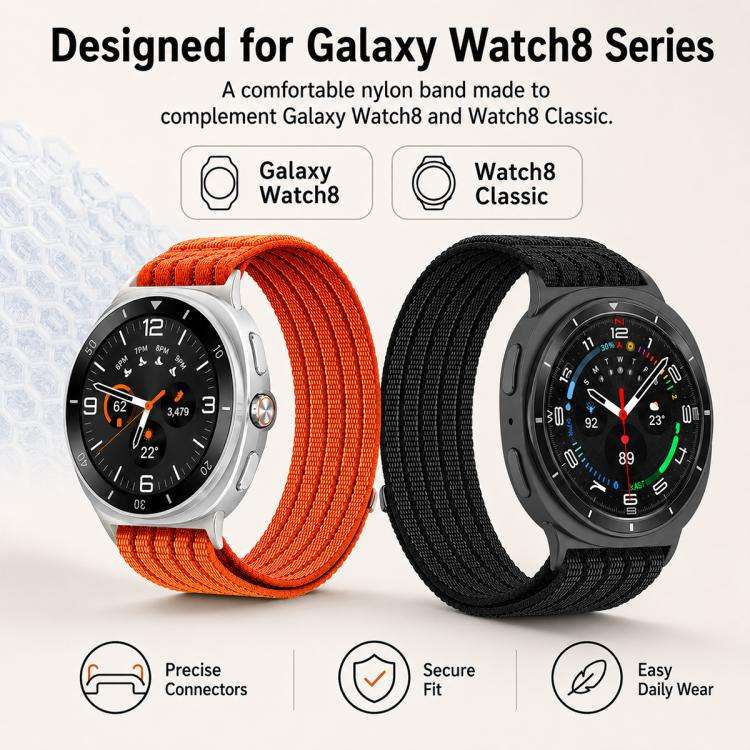 For Galaxy Watch9 / 8 / 8 Classic xDfind Nylon Breathable Hook And Loop Fastener Watch Band(Starl...