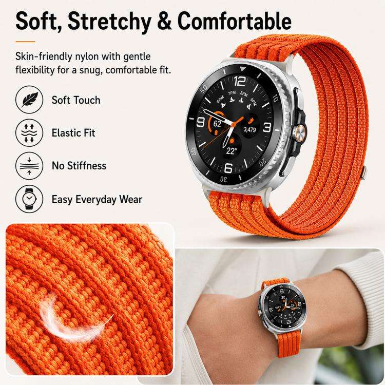 For Galaxy Watch9 / 8 / 8 Classic xDfind Nylon Breathable Hook And Loop Fastener Watch Band(Starl...
