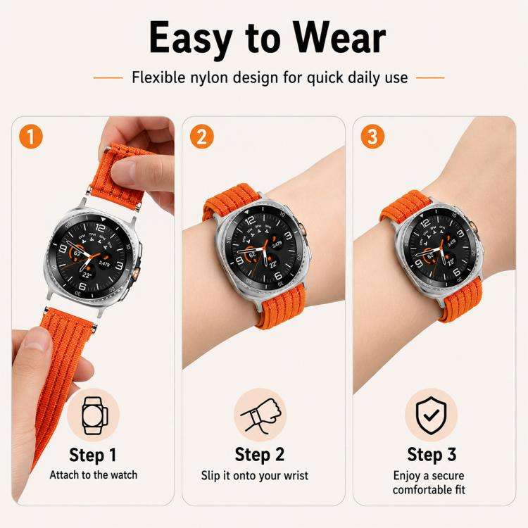 For Galaxy Watch9 / 8 / 8 Classic xDfind Nylon Breathable Hook And Loop Fastener Watch Band(Starl...