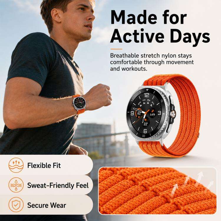 For Galaxy Watch9 / 8 / 8 Classic xDfind Nylon Breathable Hook And Loop Fastener Watch Band(Starl...