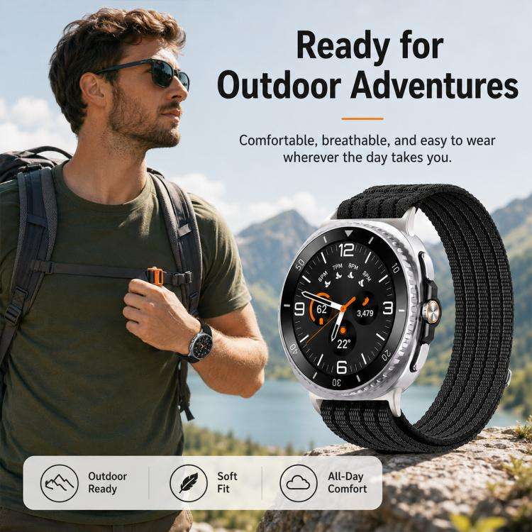 For Galaxy Watch9 / 8 / 8 Classic xDfind Nylon Breathable Hook And Loop Fastener Watch Band(Starl...