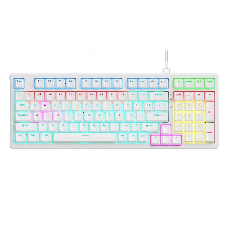 Lenovo GK10 RGB 98 Keys Wired Mechanical Keyboard, Type:Red Axis(White)