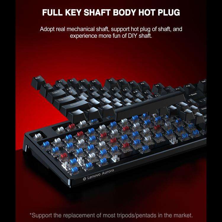 Lenovo GK10 RGB 98 Keys Wired Mechanical Keyboard, Type:Blue Axis(White)
