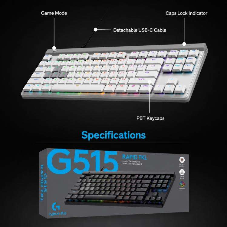 Logitech G515 RAPID TKL Magnetic Switches Wired Gaming Keyboard(Black)
