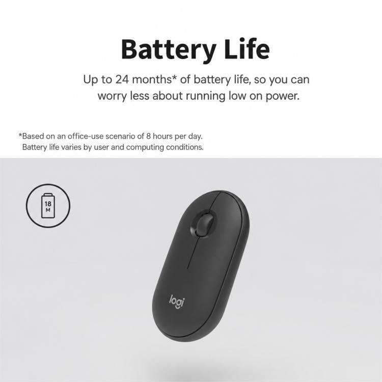 Logitech PEBBLE 2.0 M350S 4000DPI Ultra-Thin Dual-Mode Wireless Bluetooth Mouse(Black)