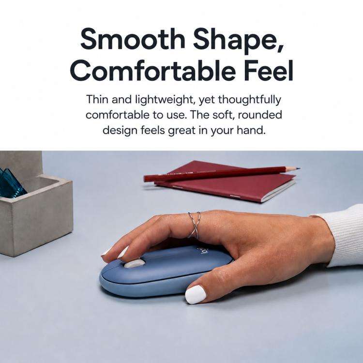 Logitech PEBBLE 2.0 M350S 4000DPI Ultra-Thin Dual-Mode Wireless Bluetooth Mouse(Blue)