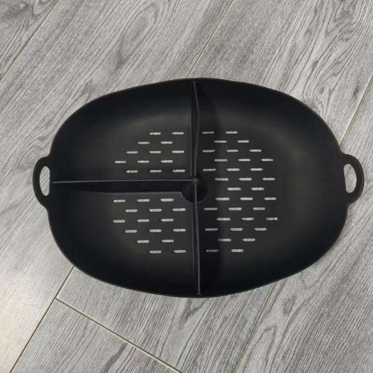 For Thermomix TM7 Food Processor Food Grade Silicone Divided Steamer Tray Replacement Part(Black)