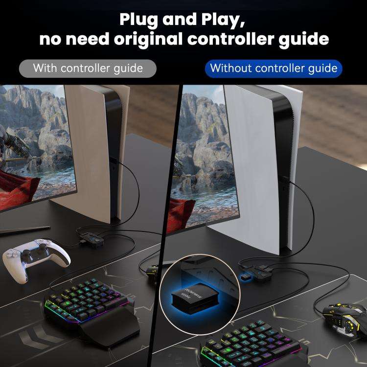 HXSJ Master-P5+V100+A867 Gaming Keyboard and Mouse Adapter Set for PS5(Black)