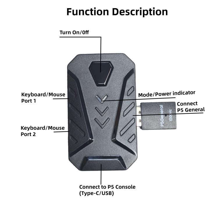HXSJ Master-P5+V100+A867 Gaming Keyboard and Mouse Adapter Set for PS5(Black)