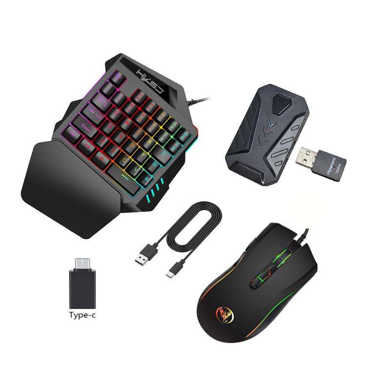 HXSJ Master-P5+V100+A869 Gaming Keyboard and Mouse Adapter Set for PS5(Black)
