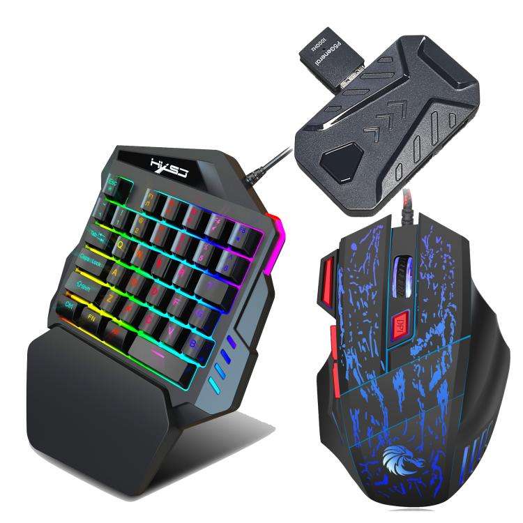 HXSJ Master-P5+V100+H300 Gaming Keyboard and Mouse Adapter Set for PS5(Black)