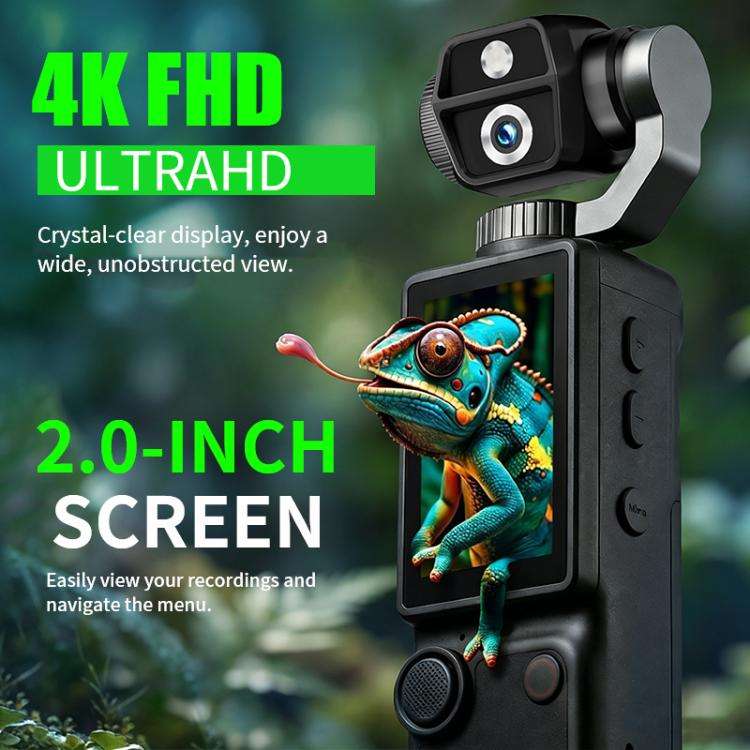 Q9 2 inch IPS Screen 4K UHD Sports Gimbal Camera(White)