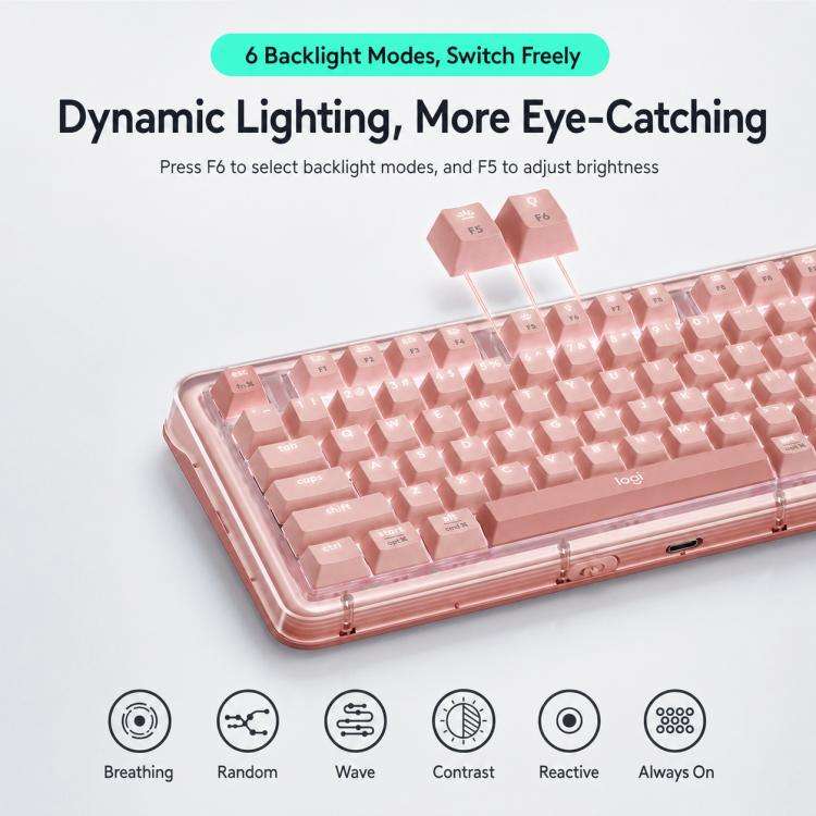 Logitech ALTO KEYS K98S Plus Custom Tri-Mode Wireless Mechanical Keyboard(Pink)