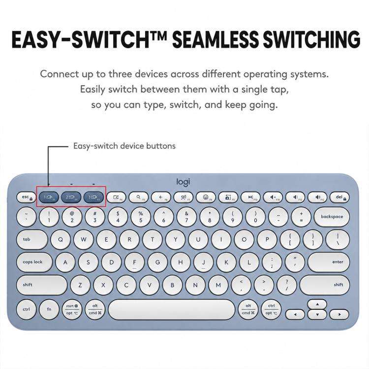Logitech K390 Ultra-thin Portable Wireless Bluetooth Keyboard(Gray)