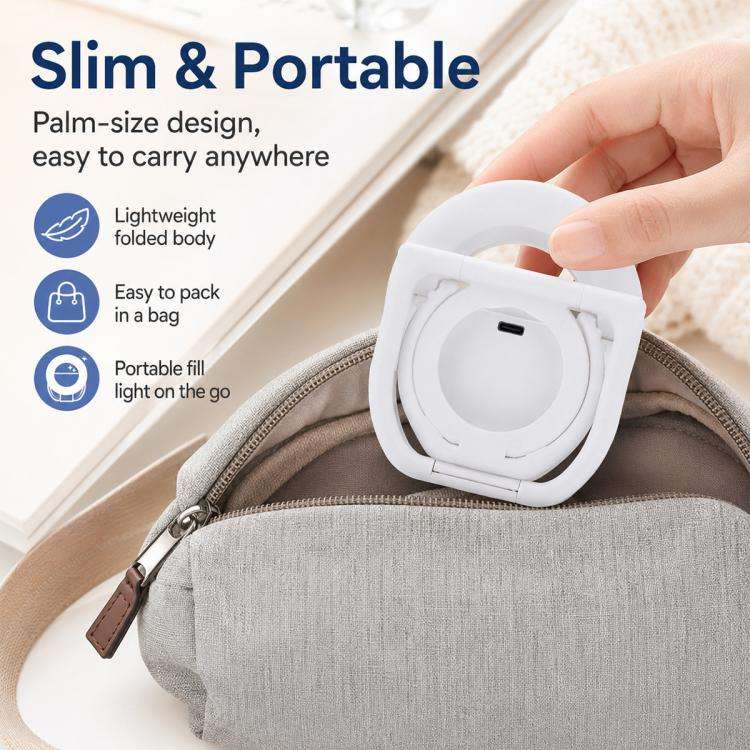 Multifunctional Portable Foldable Magnetic Fill Light Phone Holder(White)