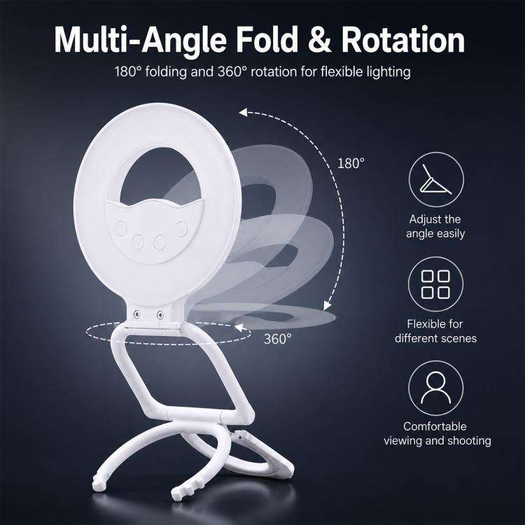 Multifunctional Portable Foldable Magnetic Fill Light Phone Holder(Black)