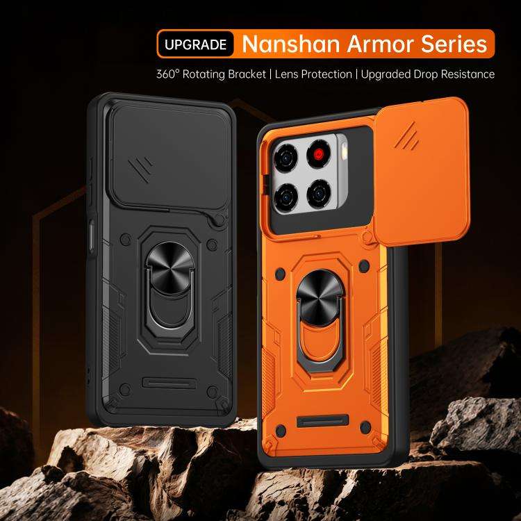 For ZTE Blade A56 4G / A56 Pro Nanshan Armor Sliding Camshield Ring Holder Phone Case(Orange)