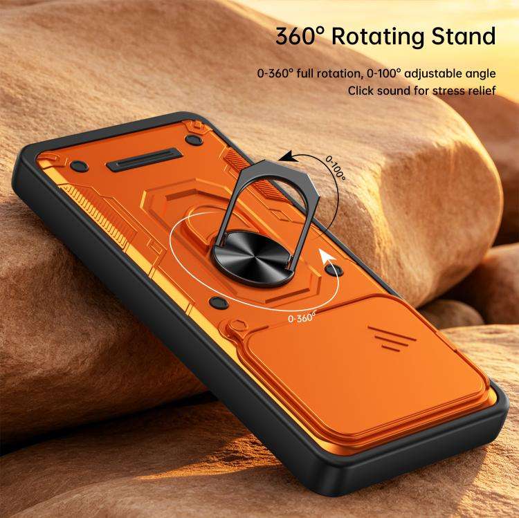 For ZTE Blade A56 4G / A56 Pro Nanshan Armor Sliding Camshield Ring Holder Phone Case(Orange)