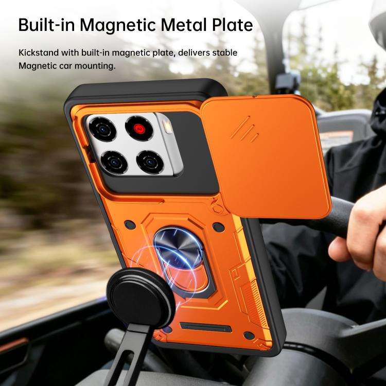 For ZTE Blade A56 4G / A56 Pro Nanshan Armor Sliding Camshield Ring Holder Phone Case(Orange)