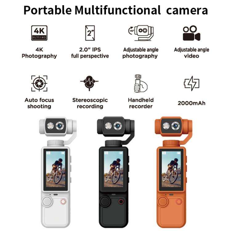 Q8 2 inch IPS Screen 4K Portable Multifunctional Camera(Orange)