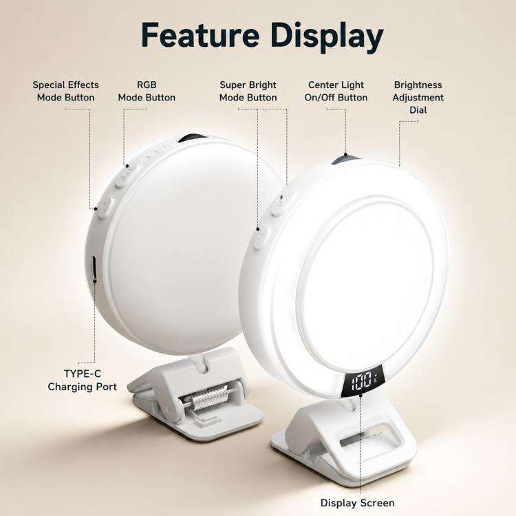 Live Streaming Photography 3 Color Temperatures RGB Fill Light(White)
