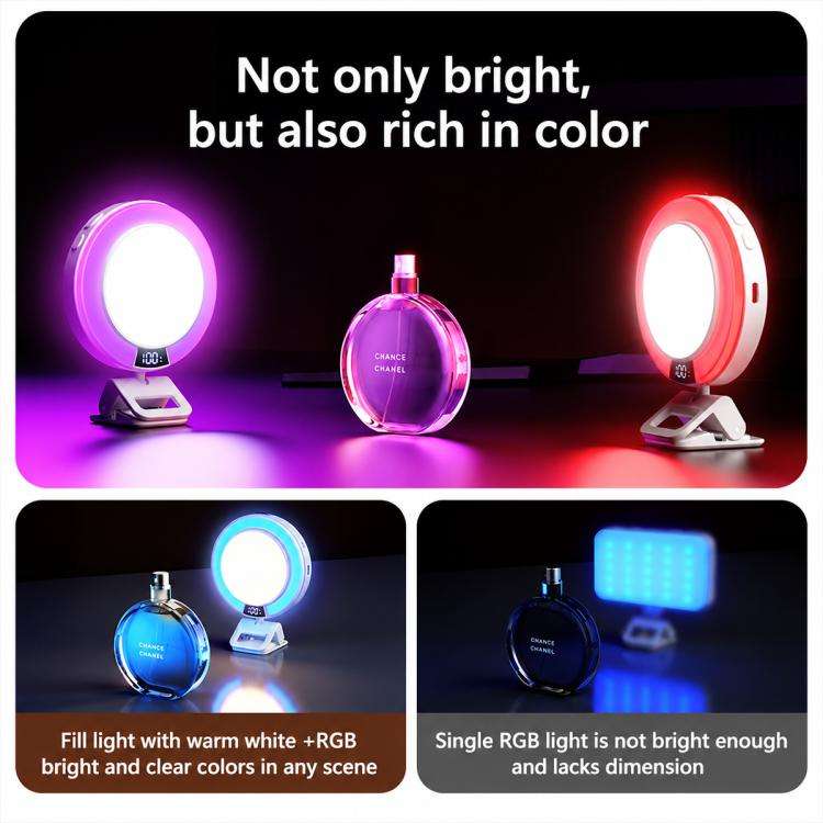 Live Streaming Photography 3 Color Temperatures RGB Fill Light(White)