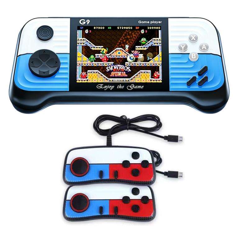 G9 3.0 inch Screen Portable Retro Handheld Video Game Console Built-in 600 Games, Model:Triple(Blue)